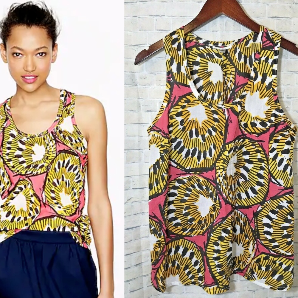 J. Crew Sz 10 - Kiwi Pink Yellow Tank Top